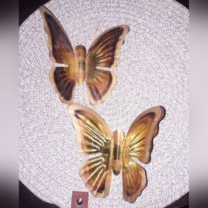 Vintage Mcm Brass Butterflies